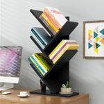 Rustic Standing Tree Bookshelf Wood Display Rack | Black