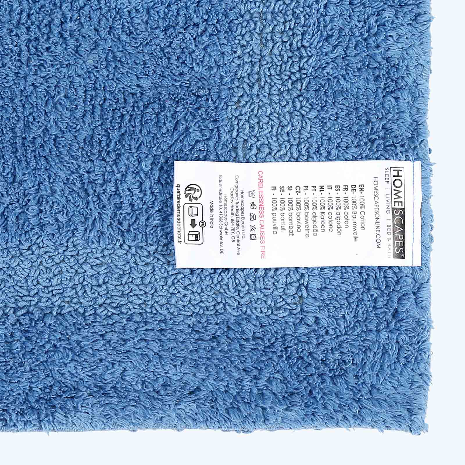 Luxury Reversible Cotton Bath Mat | 70 x 120cm | Cobalt Blue
