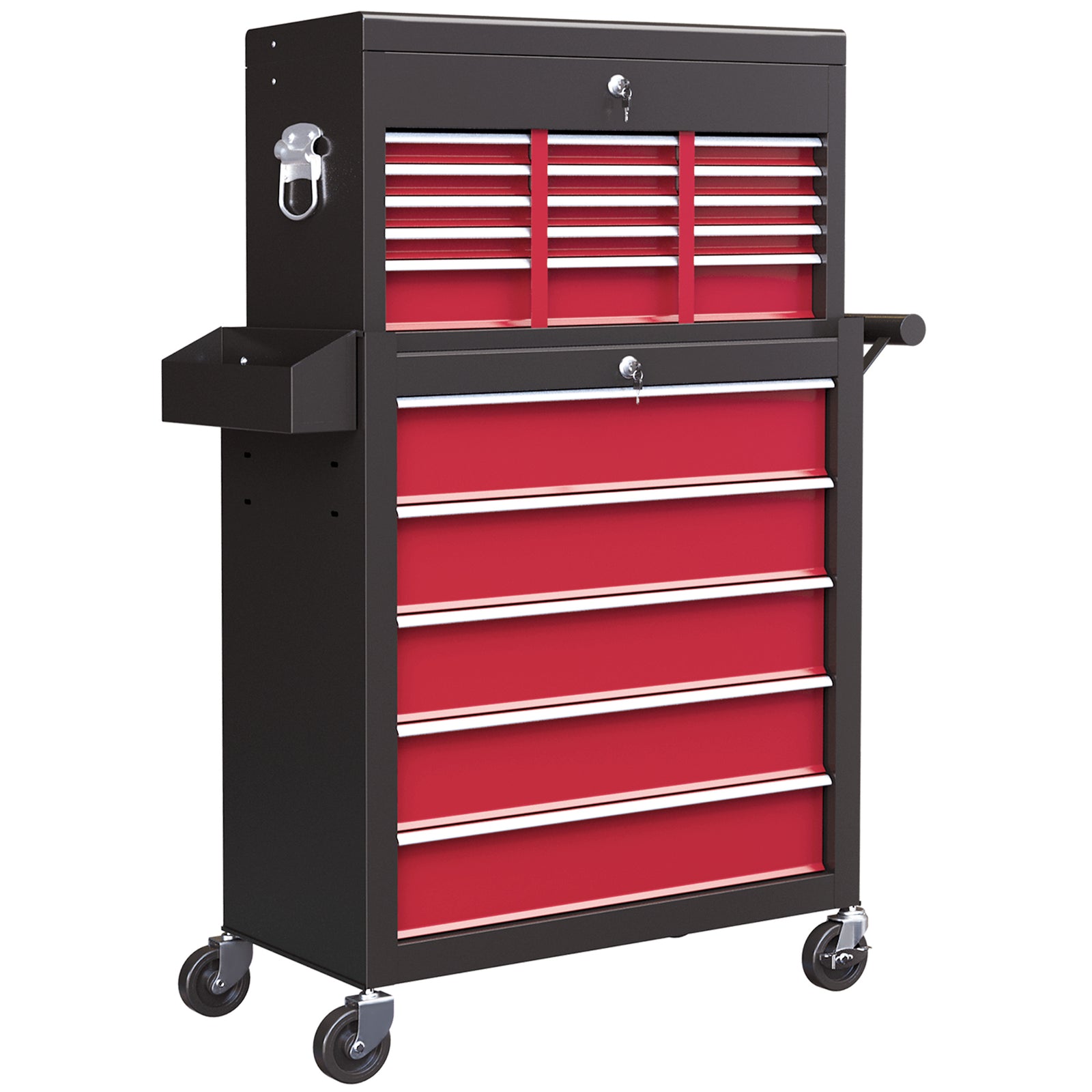 14 Drawer Tool Cabinet, Lockable, Wheels | Red
