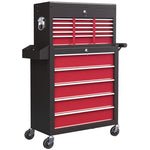 14 Drawer Tool Cabinet, Lockable, Wheels | Red