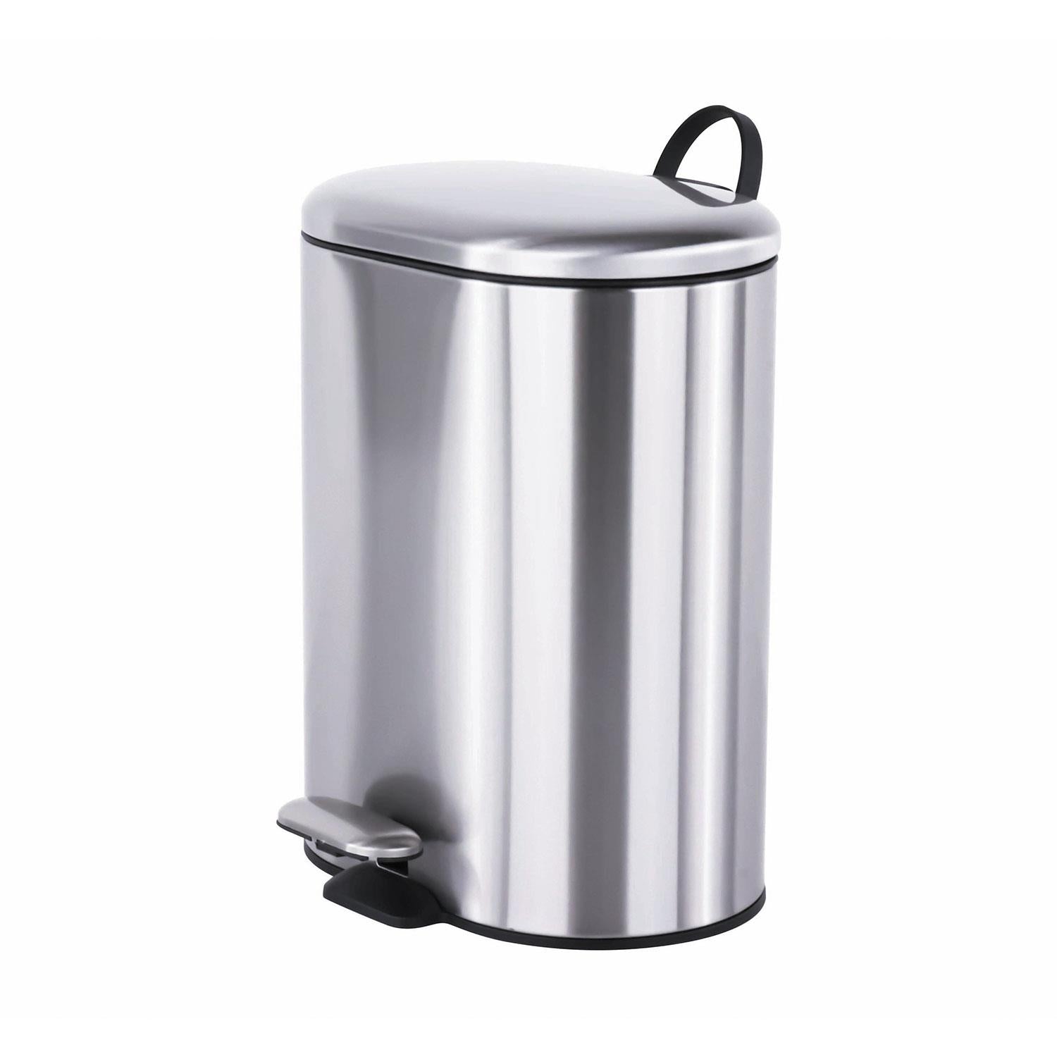 Bathroom Bin 6l, Pedal, Removable Bucket, Silver, Essentials Collection