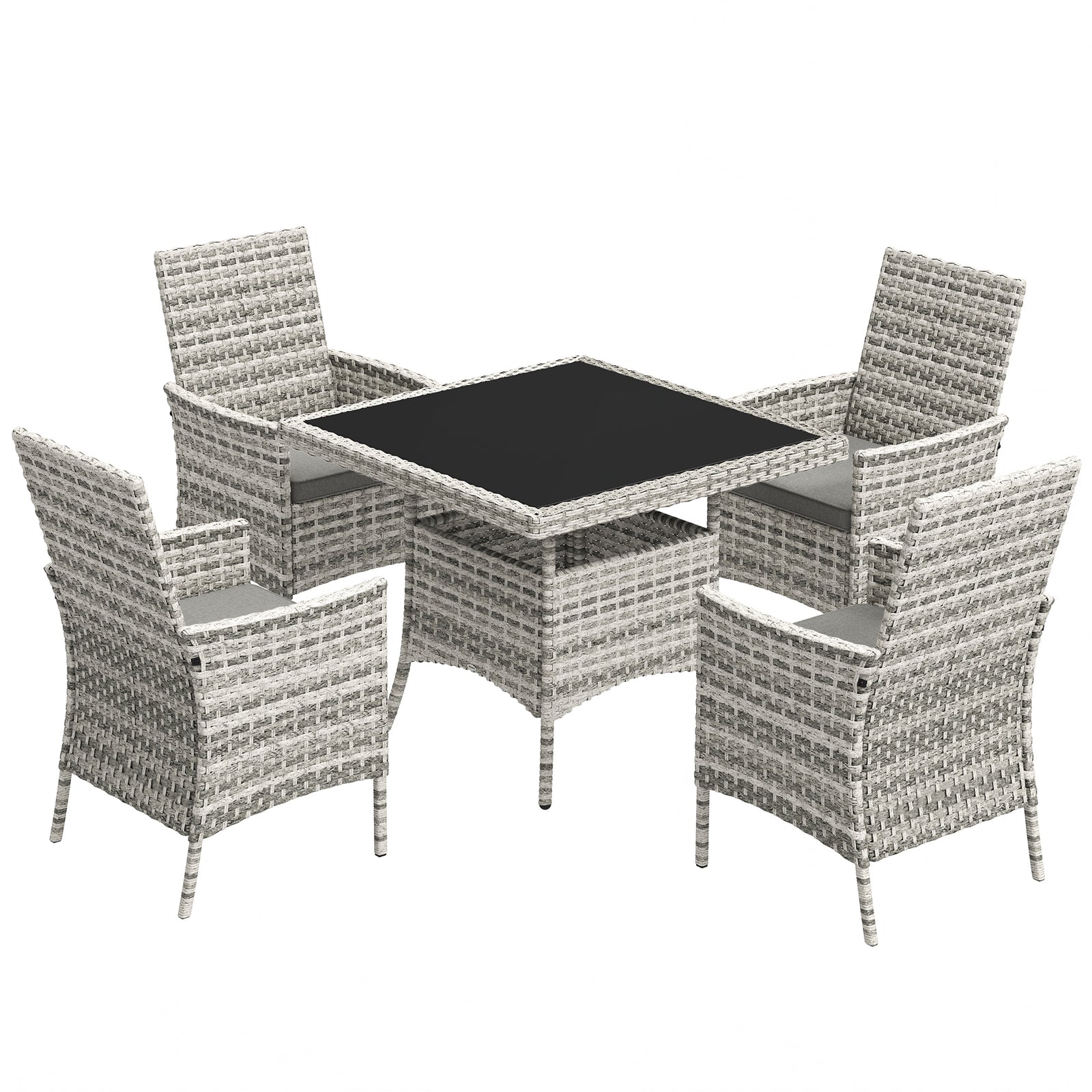 4 Seater Rattan Garden Furniture Set With Cushion | Gray