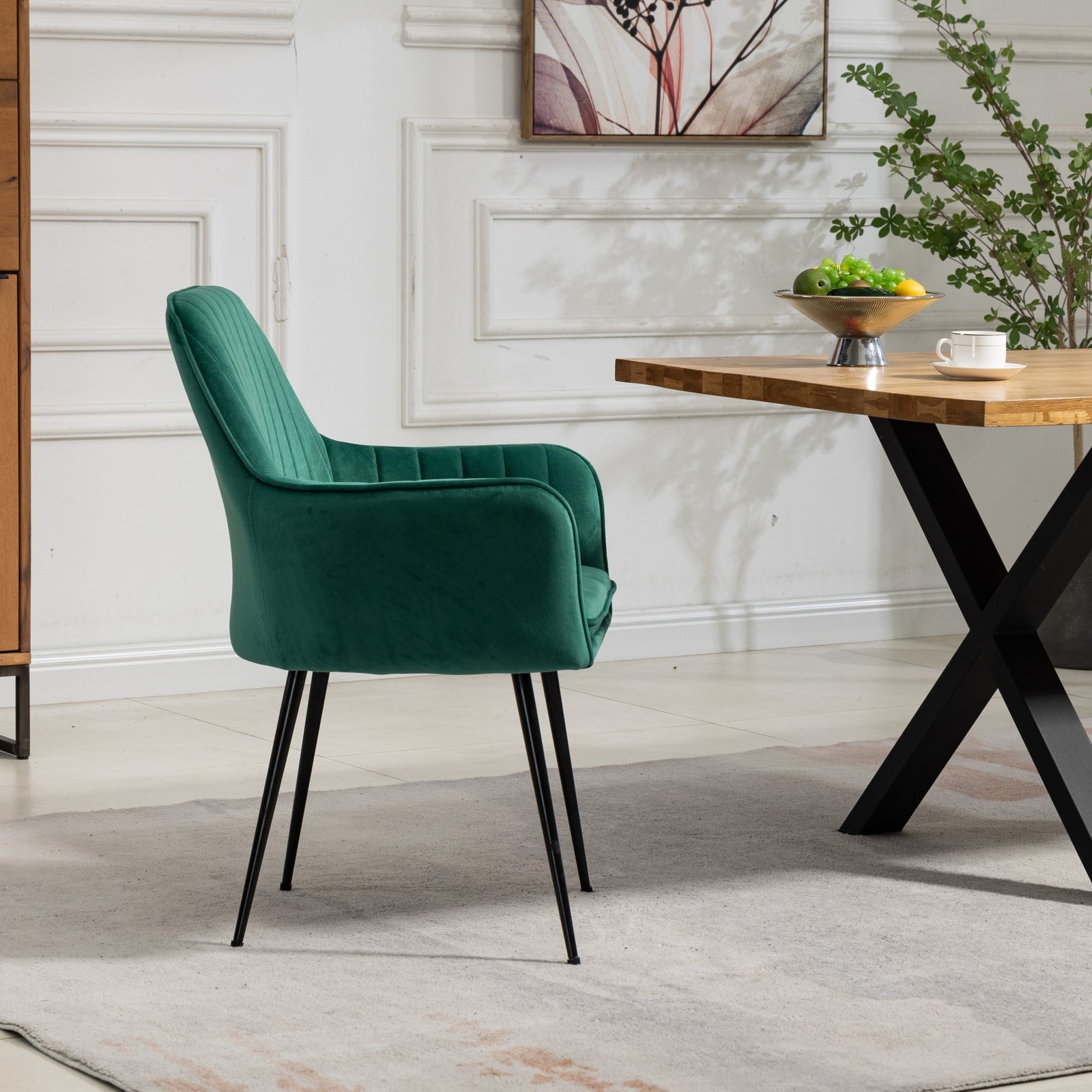 Set Of 2 Carrara Velvet Dining Chairs | Green