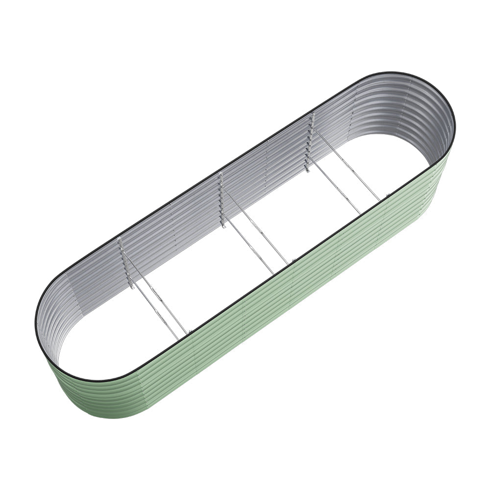 160cm/320cm W X 80cm D X 80cm H Oval Galvanized Steel Raised Garden Bed With Safety Edging, Ground Stakes & Elevated Design | Large