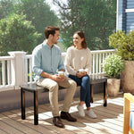 Outsunny Metal Garden Bench Loveseat With Wood-effect Slatted Seat, Grey