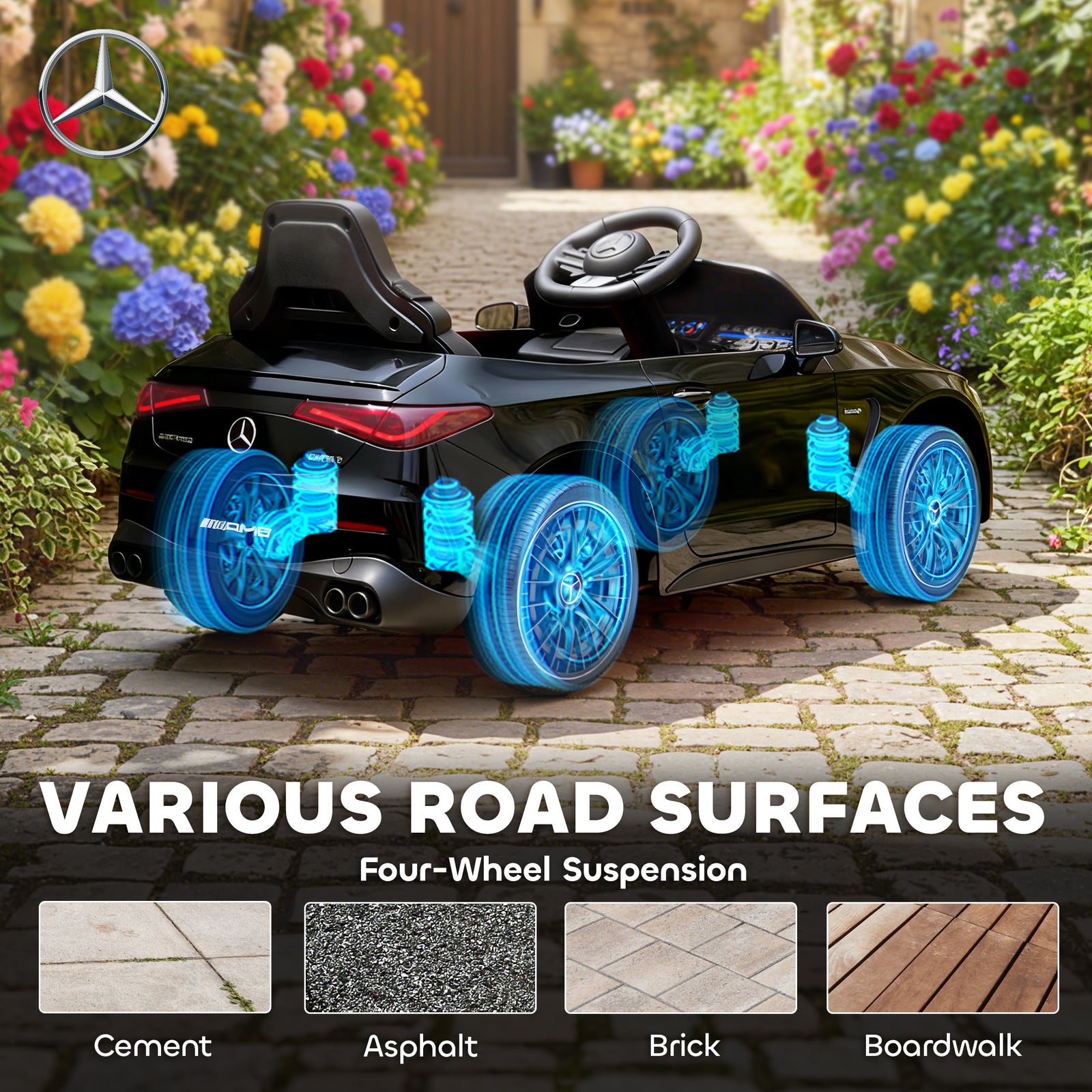 Kids Electric Car Licensed Mercedes Amg, 12v Ride On Car | Black