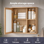 Bathroom Mirror Cabinet Wall Mounted Cupboard With Storage Shelf | Oak