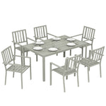 7 Pieces Garden Furniture Set With Stackable Chairs | Light Grey