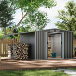 10x8ft Garden Shed Galvanised Steel Construction With Extended Firewood Roof Ample Storage Space