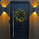 60cm Premium Mixed Branch Prelit Green Wreath - With Timer