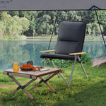 Padded Camp Chair Outdoor High Back Folding Recliner W/ Bag | Black
