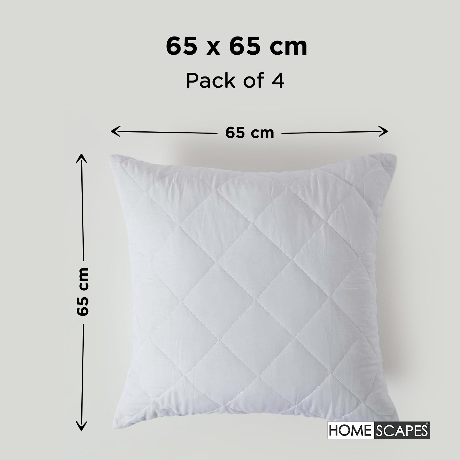 Cotton Rich Quilted Pillow Protectors | 65cm x 65cm | White