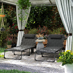 2 Pieces Foldable Sun Lounger Set With Padded Seat, Black