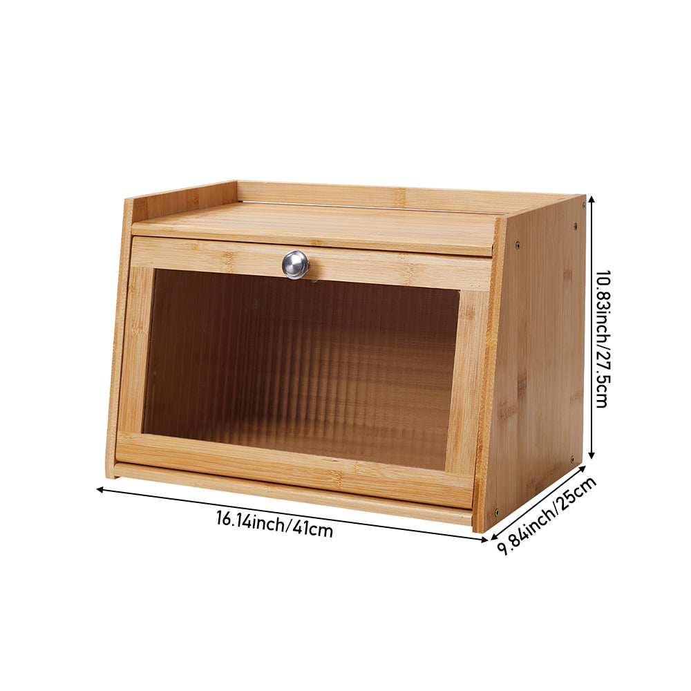 2-tier Bamboo Bread Storage Cabinet For Kitchen Counter | Natural