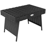 Foldable Outdoor Coffee Table, Steel Rattan Side Table | Black