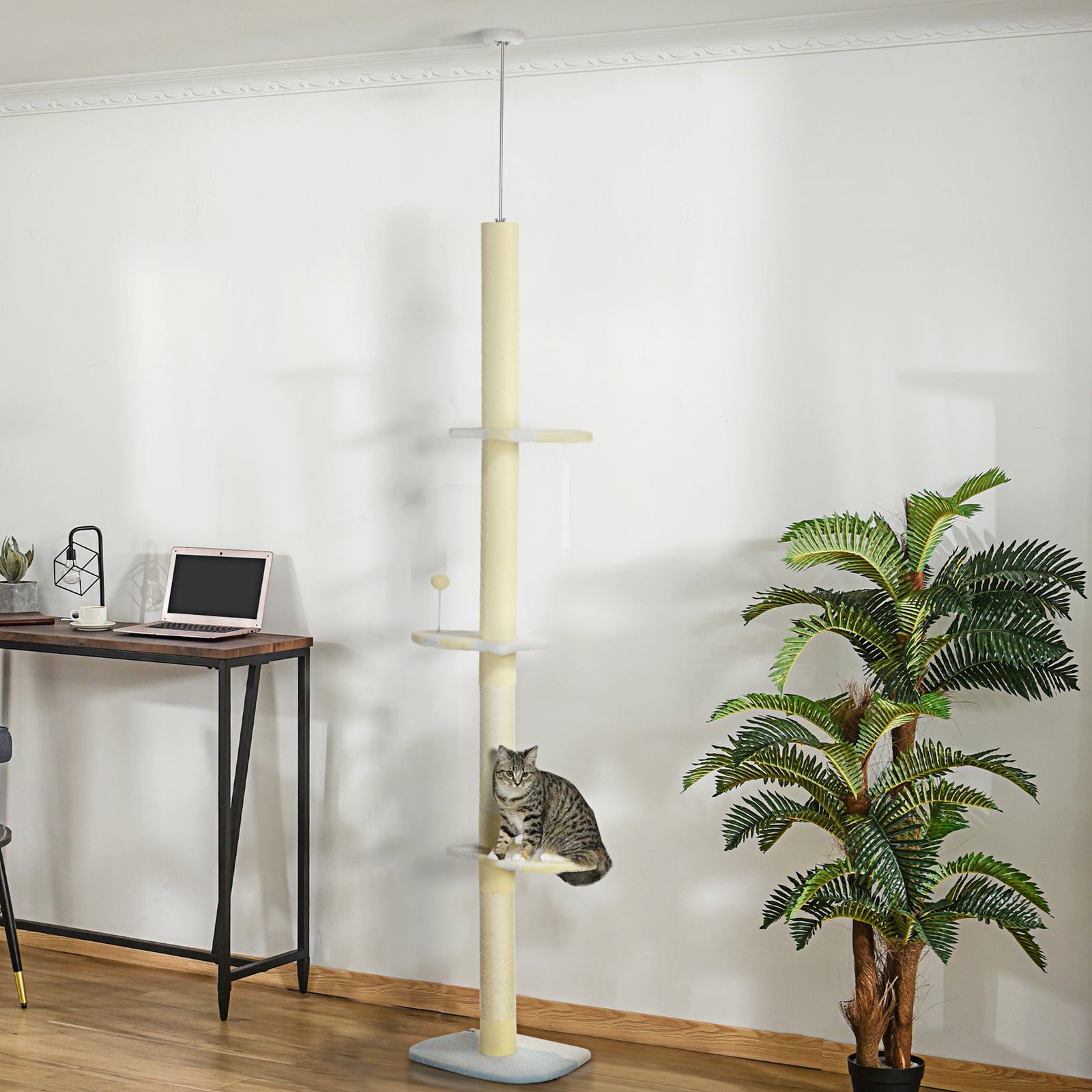260cm Height Adjustable Floor-to-ceiling Cat Tower W/ Anti-slip Kit
