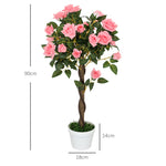 90cm Artificial Rose Tree Fake Decorative Plant | Set of 2 | Pink
