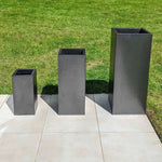 Zinc Galvanised Tall Square Planter | 25cm x 25cm x 50cm | Silver Black