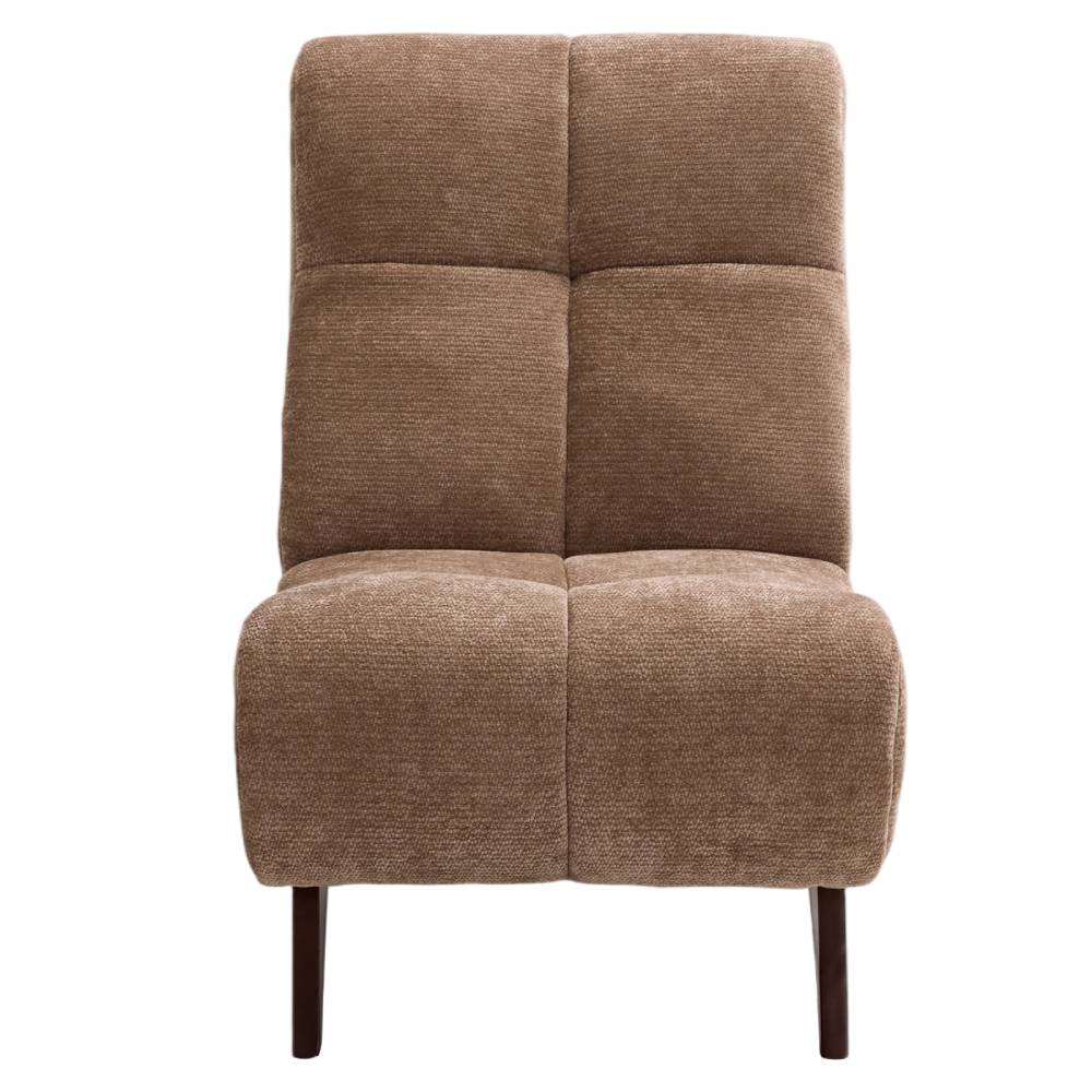 Modern Upholstered Accent Chair High Back Lounge Chair Padded Chenille Armchair With Wooden Legs | Brown
