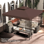 3x3m Gazebo Top Cover Double Tier Canopy Replacement | Coffee