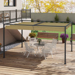 Metal Pergola Gazebo Patio Sun Shelter Retractable Canopy | Large | Khaki