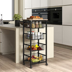 4-tier Kitchen Island On Wheels With 4 Pull-out Baskets, Oak