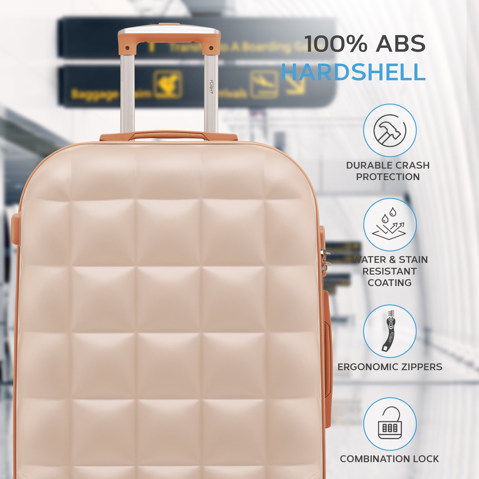 Large 29" Hard Shell Bubble Design Check-in Suitcase Hold Luggage Bag 20kg+ | Large | Cream