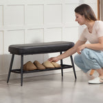 Shoe Bench, Pu Leather Shoe Storage Bench For Entryway | Charcoal Grey