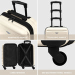 Set Of 3 Hard Shell Suitcase Cabin & Check In Cases With Tsa Lock - Overhead Cabin With Medium & Large Check-in Bag | Set of 3 | Cream & Black