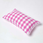 Block Check Cotton Gingham Cushion Cover | 30cm x 50cm | Pink