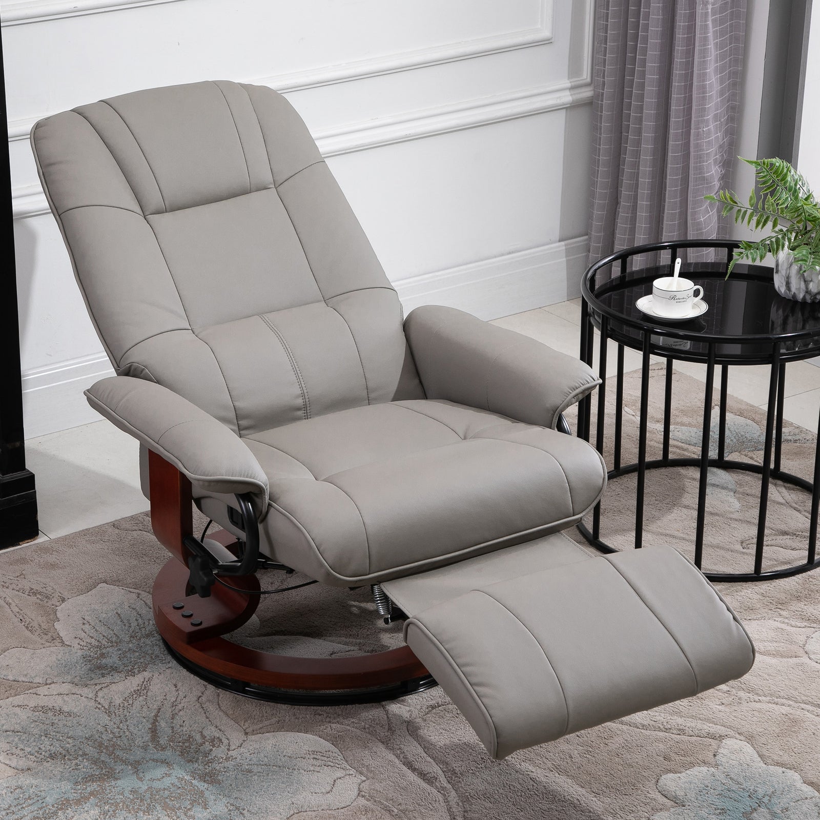 Ergonomic Office Recliner Chair Pu Leather Armchair Lounger | One Size | Gray