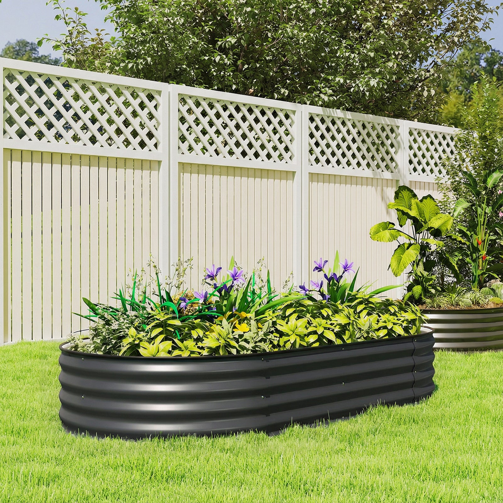 Galvanised Raised Garden Bed Planter Box | Dark Grey