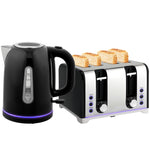 4 Slice Wide Slot Toaster And 1.7l Rapid Boil Kettle Set | Black