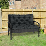 2 Seater Garden Bench Cushion Outdoor Seat Pad With Ties | Jet Black