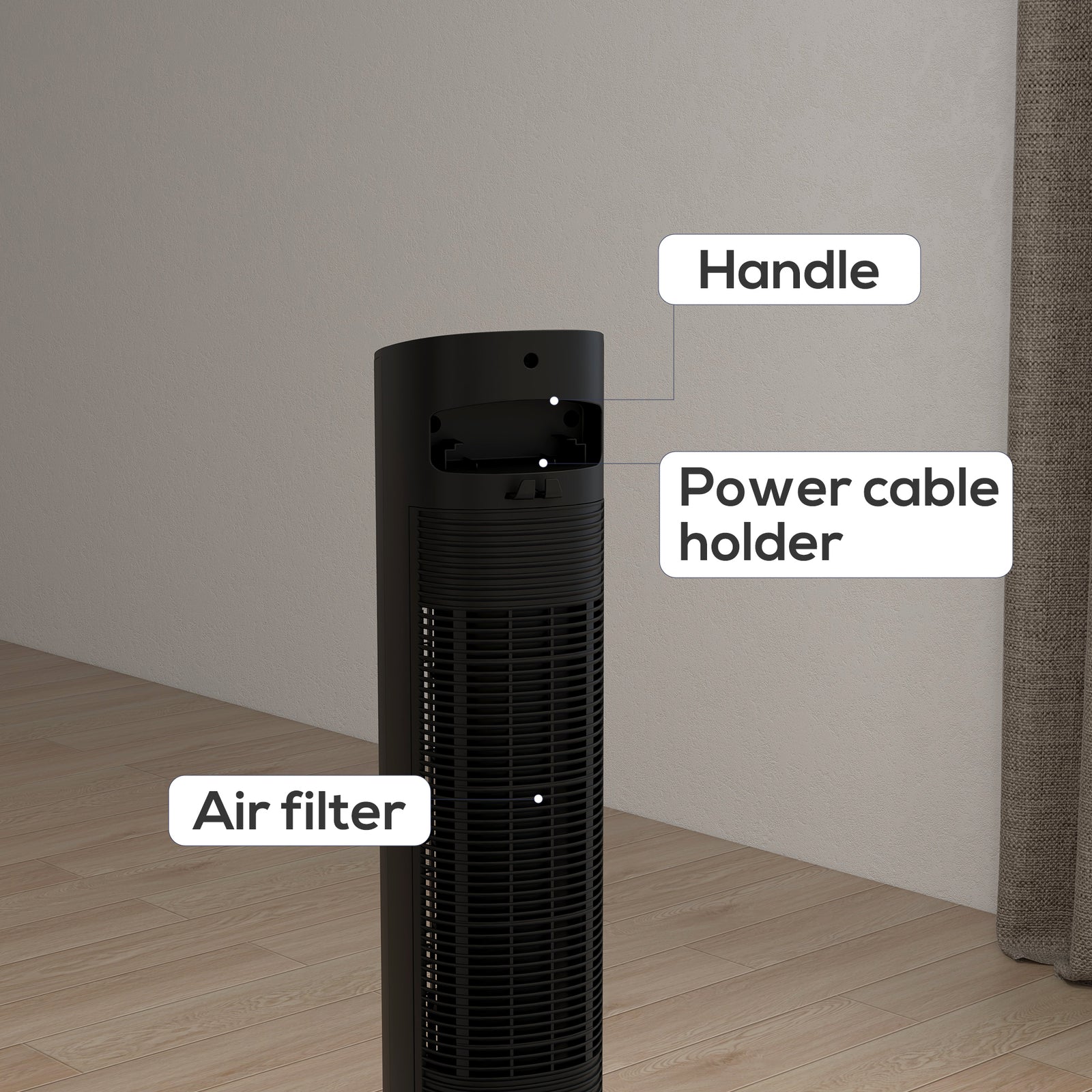 Oscillating Tower Fan Cooling With Ice Pack, Water Tank