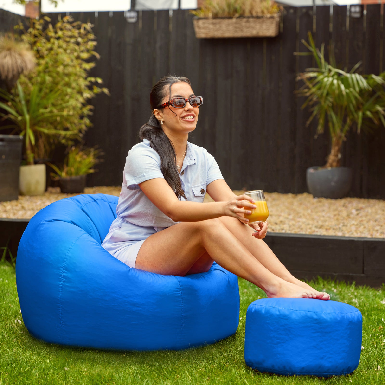 Classic Indoor Outdoor Bean Bag & Pouffe Chair | Blue