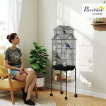 Metal Bird Cage W/ Perch, Food Container, Handle, For Finch, Canary | Large | Black