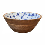 Solid Wood Blue And White Bowl Set Of 2