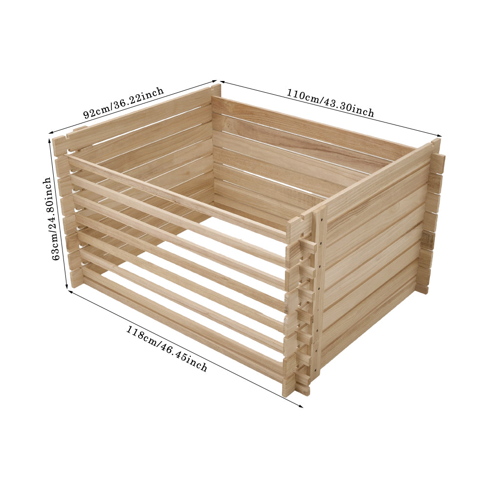 Wooden Garden Compost Bin, Eco-friendly Paulownia Wood, Ventilated Design, Tool-free Assembly | Large