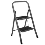 2 Step Ladder, Heavy-duty Steel Folding Home Diy Step Stool With Wide Non-slip Steps & Anti Slip Feet 150kg Capacity | 2 Step | Grey