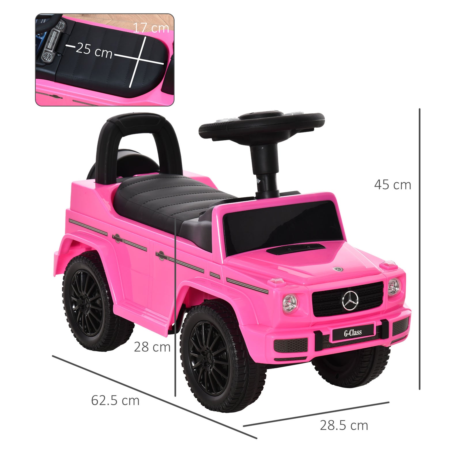 Benz G350 Kids Ride On Sliding Car W/ Under Seat Storage No Power | Pink
