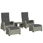 5 Pieces Pe Rattan Set, Reclining Chairs | Charcoal Grey