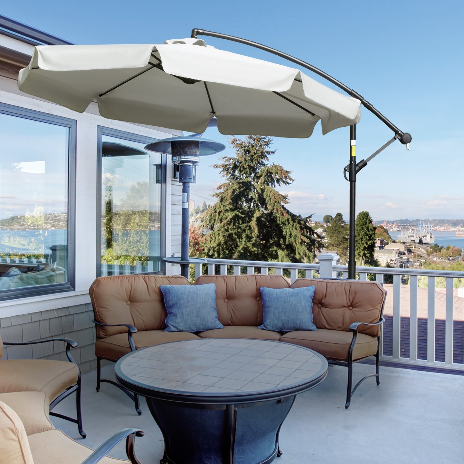 2.7m Cantilever Parasol Banana W/ Crank Handle | Cream