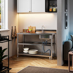 100cm/120cm W X 50cm D X 89.5cm H Bathroomdeco Stainless Steel One Compartment Sink With Shelves | Large
