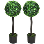 Set Of 2 60cm Potted Artificial Plants Boxwood Ball Trees
