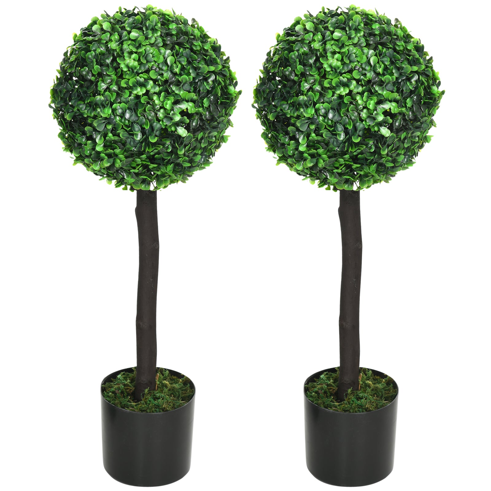 Set Of 2 60cm Potted Artificial Plants Boxwood Ball Trees