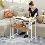 80 Cm Foldable Computer Desk On Wheels For Small Spaces | Natural