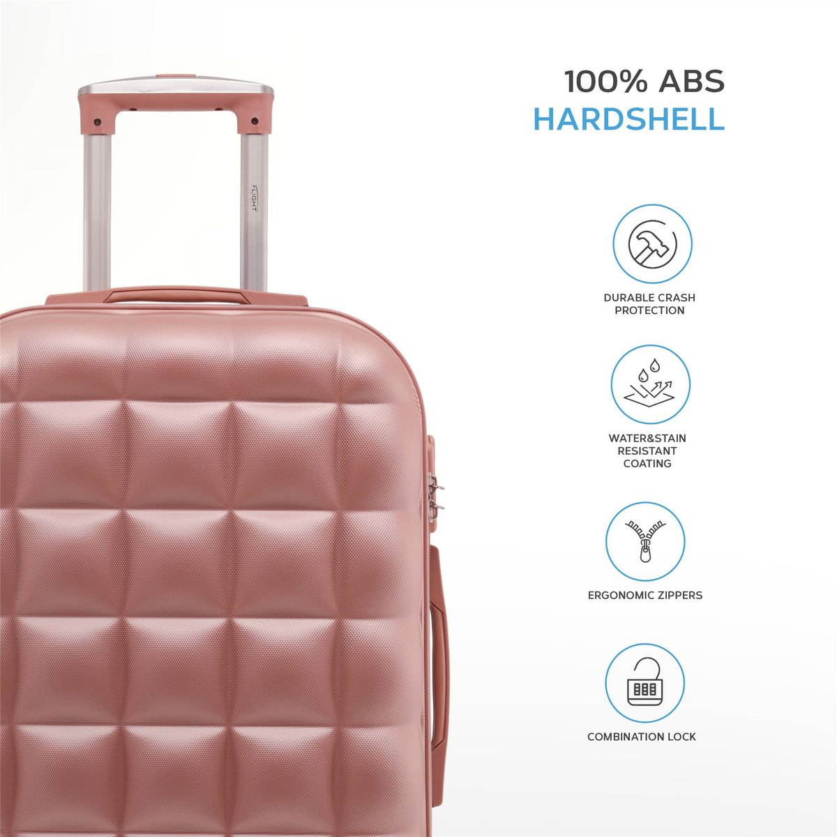 Set Of 3 Hard Case Bubble Design Check-in Size Suitcases Hold Luggage - Overhead Cabin Bag With Medium & Large Check-in 20kg+ Hold Suitcase | Set of 3 | Rose Gold