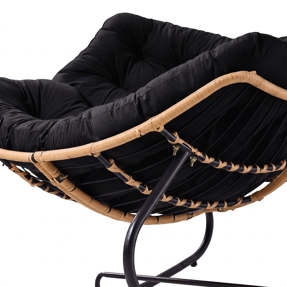 Modern Rocking Chair with Cushion – Large | Black