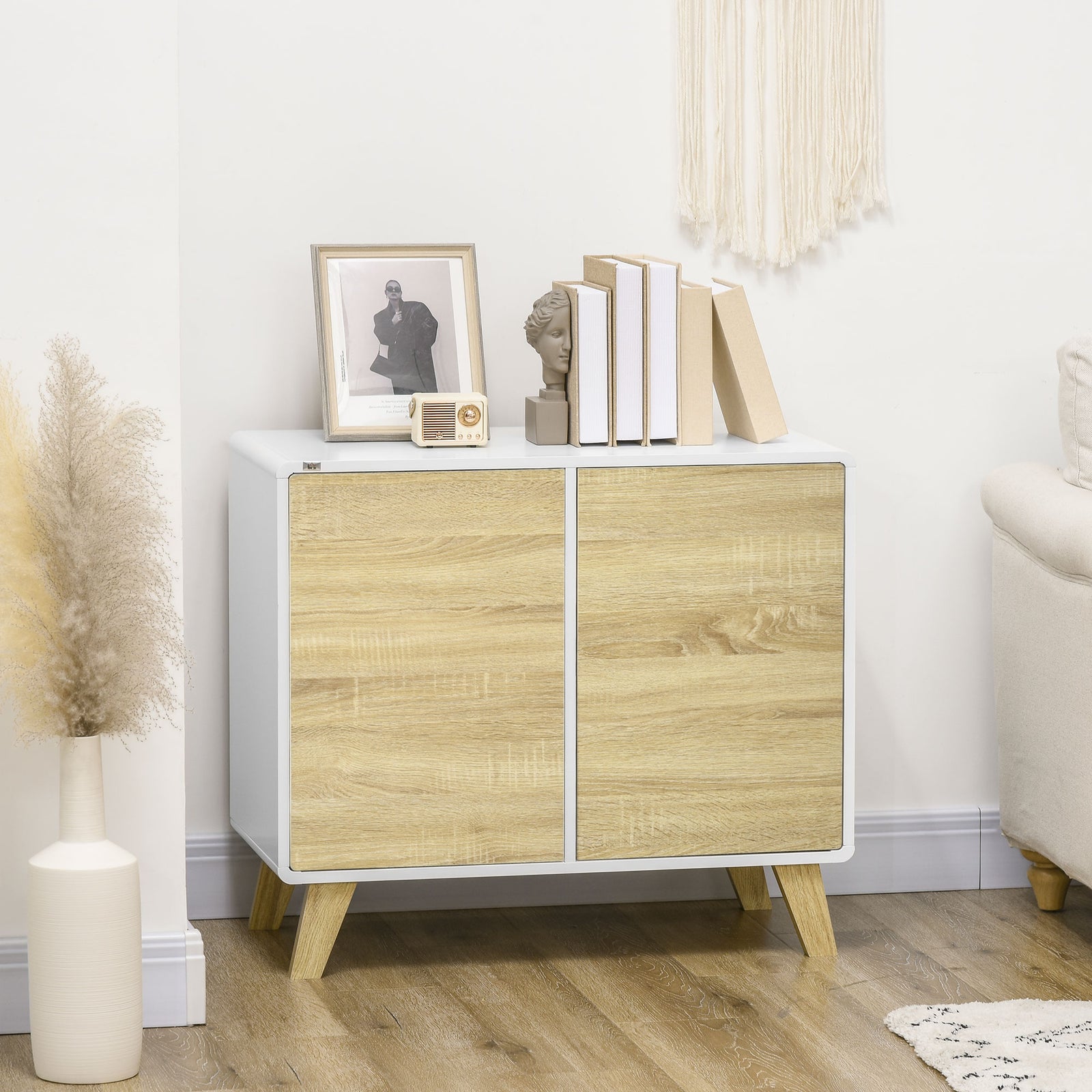 HOMCOM Modern Storage Cabinet With Push To Open Doors Adjustable